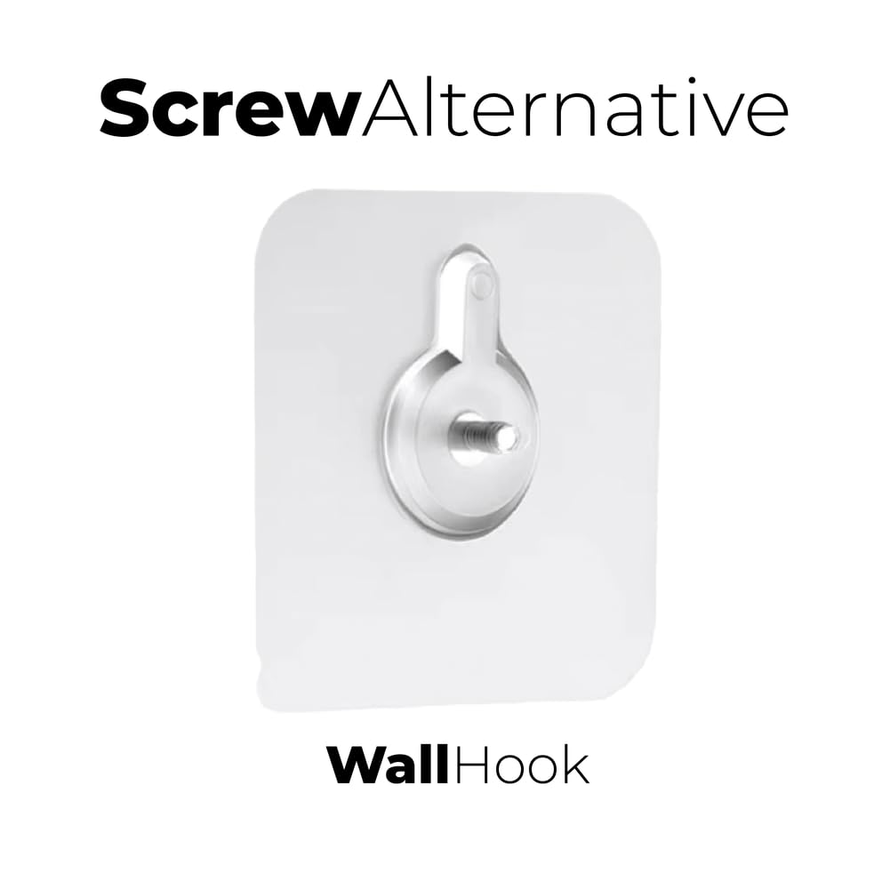 Screw Alternative Wall Hook – Self Adhesive Reusable Heavy Duty Wall Hanger for Bathroom, Kitchen, Tiled Walls – No Drilling Required – Transparent Design
