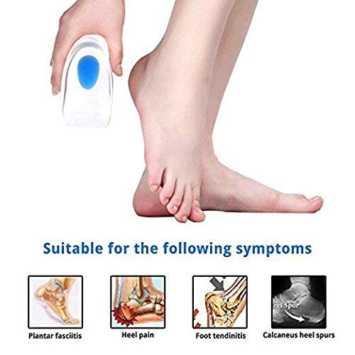 1 Pair Heel Cups Silicone Gel Ankle Heel Pain Relief Cushion Insole for Men Women Size L