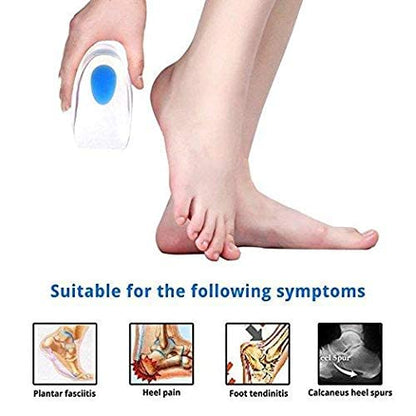 1 Pair Heel Cups Silicone Gel Ankle Heel Pain Relief Cushion Insole for Men Women Size L