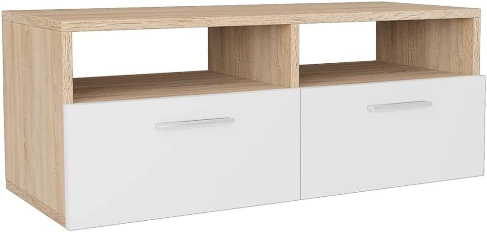 TV Unit in a Clean White Finish, Contemporary Entertainment Center Media Console Suitable for s and minimalist Decor, Simple and Elegant Living Room Furniture
