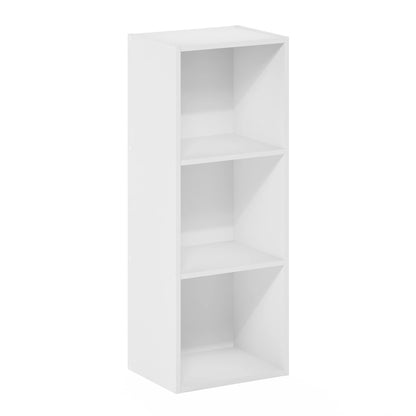 3-Tier No Tool Assembly Open Shelf Bookcase, Modern and Simple Storage Organizer in White, Easy to Assemble Bookshelf for Home, Office, or Dorm Room Use
