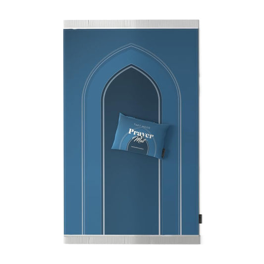 Velvet Prayer Mat in a deep Blue color, 68x117 cm, a luxurious and soft rug with a reverent design, providing a comfortable and dedicated space for prayer at home, mosque, or travel
