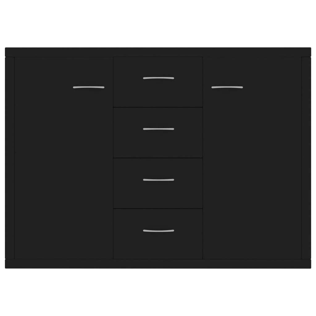 Sideboard Storage Cabinet in Black, Engineered Wood Home Interior Decor for Living Room or Bedroom, Shelf Stand Furniture Organiser, Buffet Server, Sleek Design