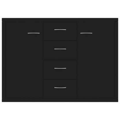 Sideboard Storage Cabinet in Black, Engineered Wood Home Interior Decor for Living Room or Bedroom, Shelf Stand Furniture Organiser, Buffet Server, Sleek Design