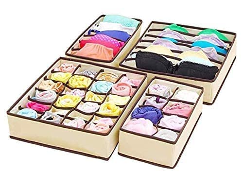 Tank foldable underwear drawer organizer for bra/sock/baby clothes/belts (4 pieces)