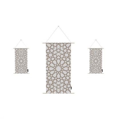 Ramadan's Unique Nova Velvet Fabric Posters Set, a Wall Art Decor Kit for Festive Home Decor, Beige & White, a Celestial-Inspired Islamic Design for Living Room or Bedroom