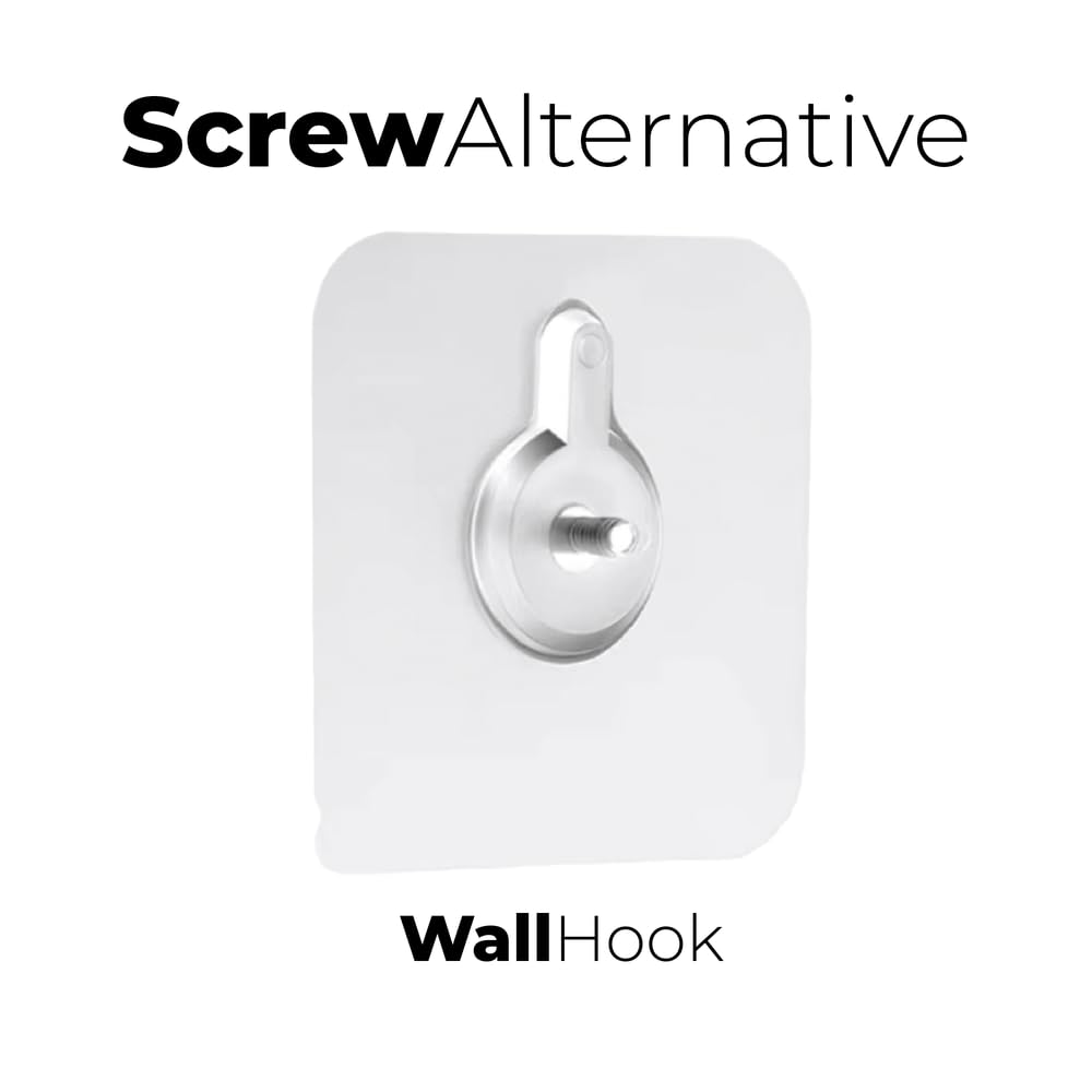 Screw Alternative Wall Hook – Self Adhesive Reusable Heavy Duty Wall Hanger for Bathroom, Kitchen, Tiled Walls – No Drilling Required – Transparent Design