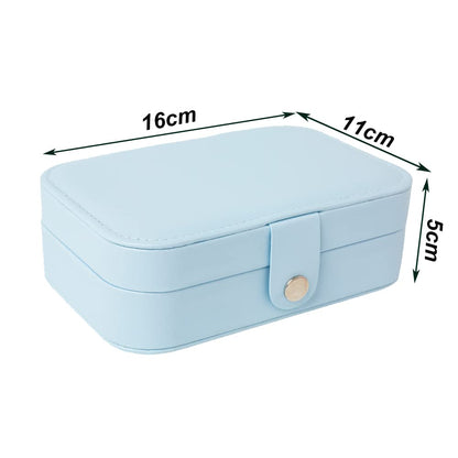 Small Travel Jewellery Box With Adjustable Compartments, Portable Organizer for Rings, Necklaces, Earrings, and Bracelets, Light Blue, 16 x 11 x 5 cm