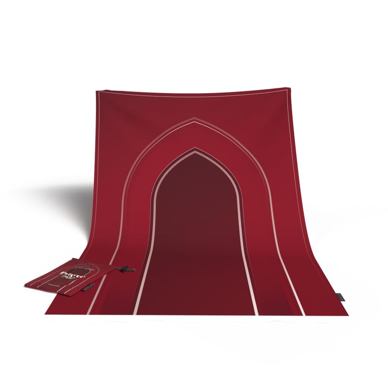 Al-Taqwa Waterproof Prayer Mat, a Durable Rug in Red made from Easy-to-Clean Material, 68x117 cm, for Comfortable Prayer, a Portable Salah Mat for Outdoor, Indoor, and Travel Use
