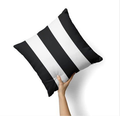 Stripes Cushion Cover in Black & White, 40x40 cm, a decorative throw pillow with a classic and bold linear pattern, perfect for adding a graphic and modern accent to your home decor