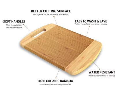 OXMEZA Wooden Cutting Boards for Kichen Cutting Board Double Sided Bamboo Cutting Board for Chopping Vegetables, Fruits, Cheese, Knife Friendly Serving Tray (Wood Handle - 30X 20X 1.8 CM)