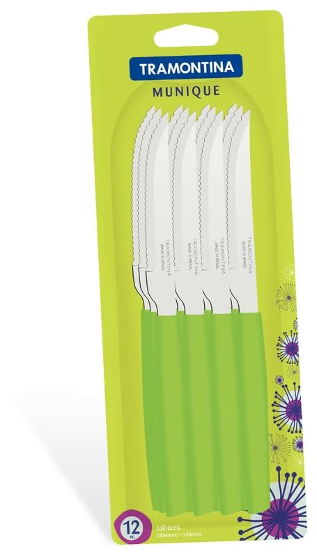 5" Steak Knives, Pack of 12, Sharp Stainless Steel Blades, Durable Polypropylene Handles, Dishwasher Safe, Perfect for Family Dinners, Gatherings, and Restaurants