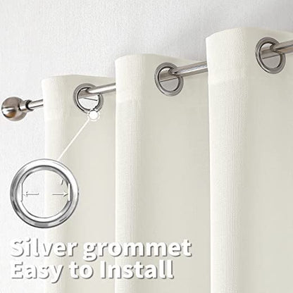 INtex CURTAINS Natural Linen Curtains -Semi Transparent Sheer -Soft And Durable Fabric -For Living Rooms And Bedroom Steel Grommets -Two Pieces 145W x 180L CM Light Grey