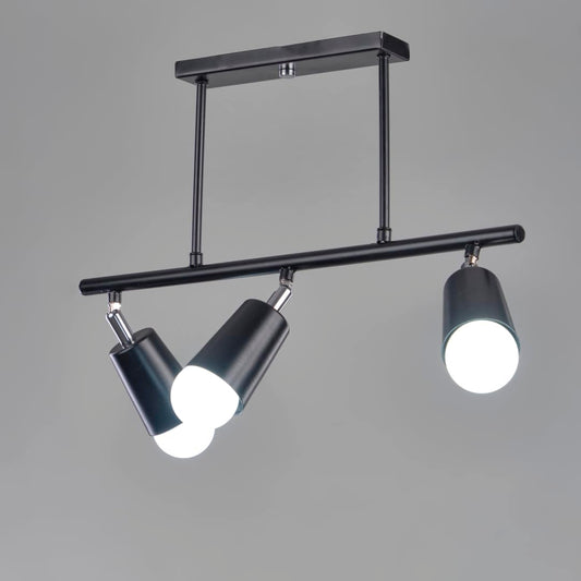 نجفه شوب تراك لايت تصميم عصري وتوزيع متوازن للإضاءة. يتميز بزاوية إضاءة واسعة تضمن انتشار الضوء بشكل متساوٍ في جميع الاتجاهات Black Track Light 3 Bulbs from Nagafa Shop SLTRB-3