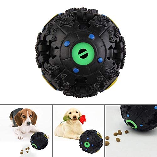 Dog cat dispenser ball pet squeaker chew toys squeaky sound leakage food ball for training - 2724458200482