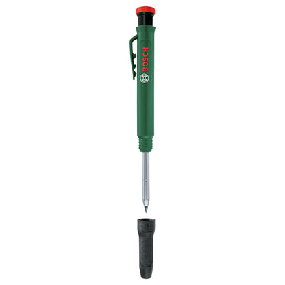 Bosch Deep Hole Marker Pencil (Clever and Robust Deep-Hole Pencil for Marking Stone, Wood, Paper and Multiple Materials; Built-in Sharpener)