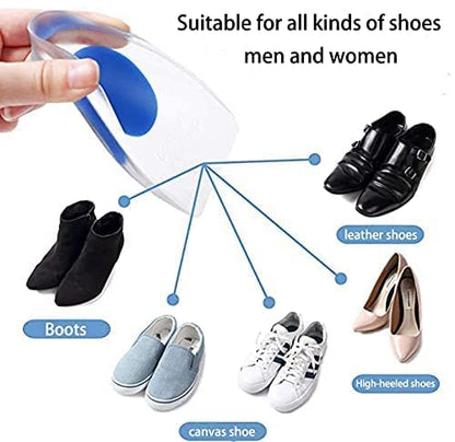 yuangao Soft Silicone Increase Heel height Protection with All-Day Shock Absorption to Relieve and Prevent Heel Pain, Support Pad Cup Gel Shock Cushion Orthotic Insole (L (length:11cm*width:5.5cm))