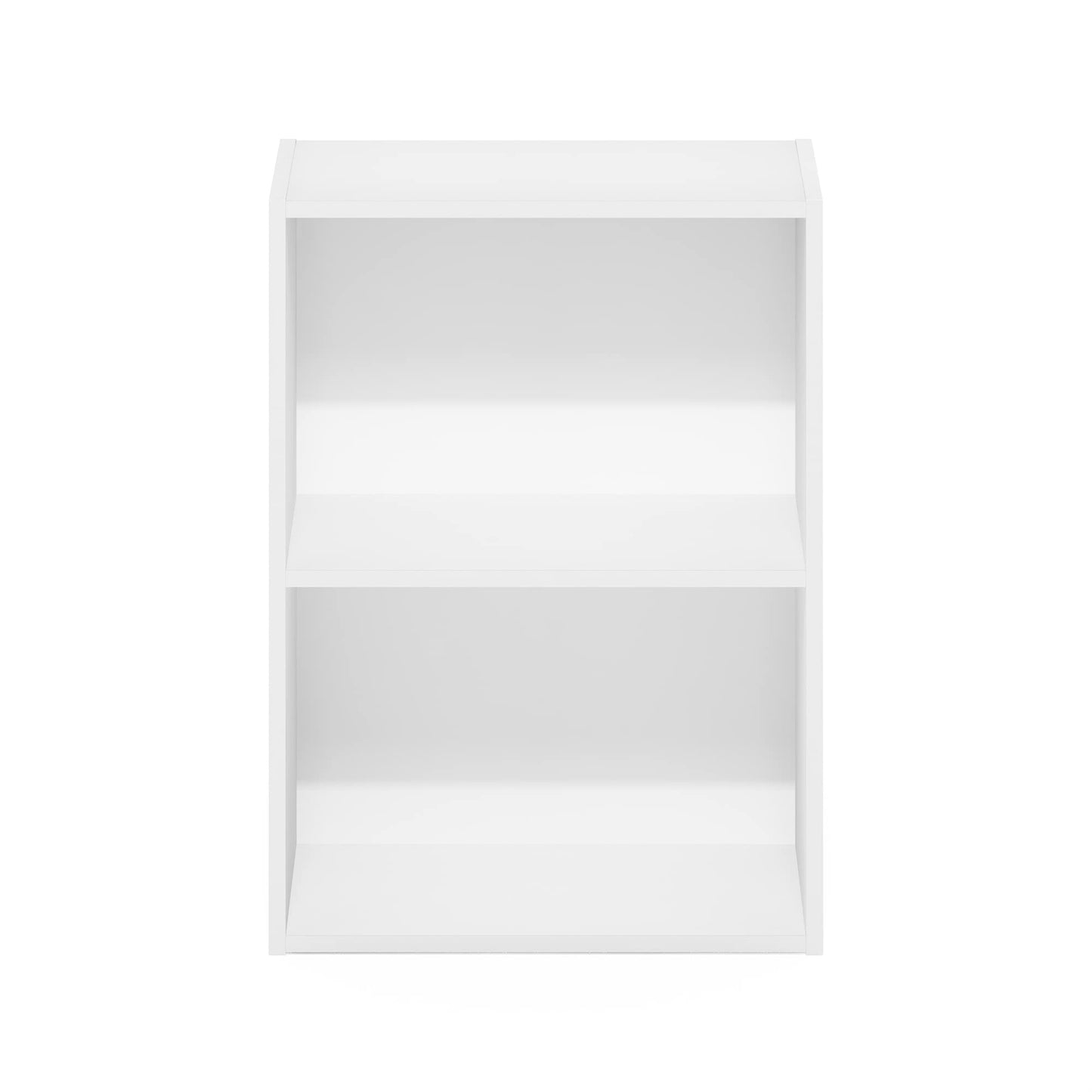 2-Tier Bookcase, Compact Bookshelf and Storage Organizer, Simple Modern Design in White Finish, Ideal for Small Spaces, Desks, or as a Low Profile Shelf Unit