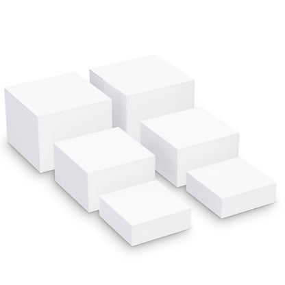 Buffet Risers Set, 6-Piece Acrylic Cube Display with Hollow Bottoms, Nesting Riser Stands for Dessert Table, Retail Display, Party and Buffet Presentations, 20 x 23 x 25 cm - White