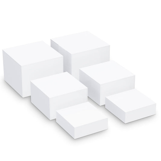 Buffet Risers Set, 6-Piece Acrylic Cube Display with Hollow Bottoms, Nesting Riser Stands for Dessert Table, Retail Display, Party and Buffet Presentations, 20 x 23 x 25 cm - White