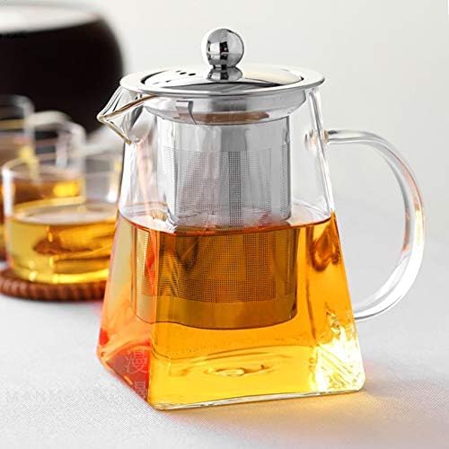NixTiL Hofu Small Clear High Borosilicate Glass Tea Pot with Removable 304 Stainless Steel Infuser, Heat Resistant Loose Leaf Teapot,Stovetop Safe (550ML)