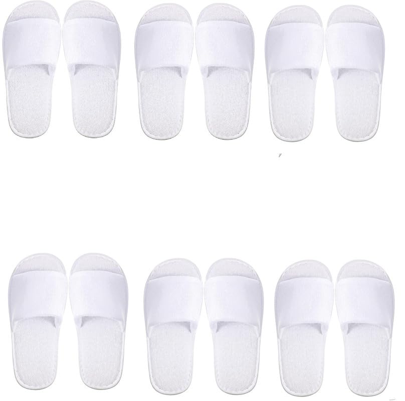 INtex HOME Disposable Open-Toe Slippers - Soft Non-Slip Toweling with EVA Sole for Women & Men Perfect for Hotels Spa Weddings and Guest Use - 2 Pairs, One Size