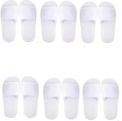 INtex HOME Disposable Open-Toe Slippers - Soft Non-Slip Toweling with EVA Sole for Women & Men Perfect for Hotels Spa Weddings and Guest Use - 2 Pairs, One Size