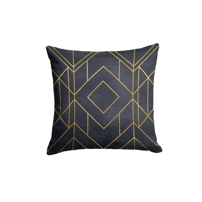 Velvet Golds Graphite Cushion Cover in Dark Blue & Gold, 40x40 cm, a luxurious decorative pillow with a stunning, opulent design that adds a touch of drama and elegance to your sofa