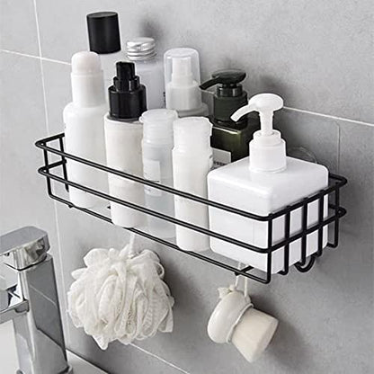 YARAX Metal Bathroom Shelf Shower Shelf Adhesive Shower Caddy For Shampoo Holder Kitchen Rack Wall Holder Box Storage Basket With Hook Magic Sticker Shower Rack Shelf With 4 Hook