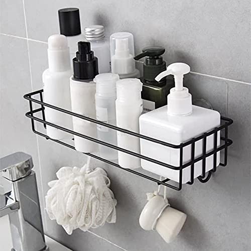 YARAX Metal Bathroom Shelf Shower Shelf Adhesive Shower Caddy For Shampoo Holder Kitchen Rack Wall Holder Box Storage Basket With Hook Magic Sticker Shower Rack Shelf With 4 Hook
