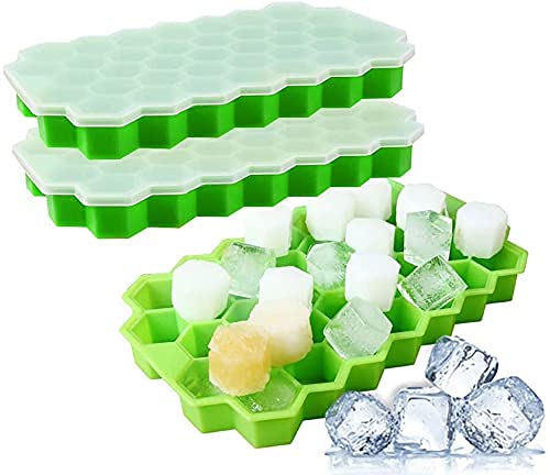 WIDERZONE Ice Cube Tray for Freezer Flexible Silicone Honeycomb Design 37 Cavity Ice Cube Tray Ice Cube Box for Home Ice Cubes Silicon Trays