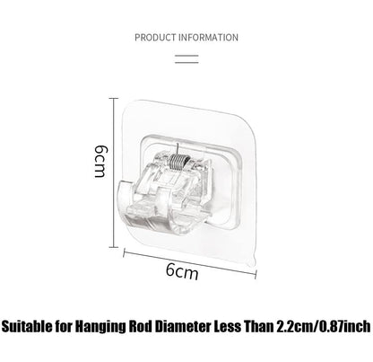 2PCS Curtain Rod Brackets Self Adhesive Drapery Hook Holders Nail Free Curtain Rod Hooks Wall Brackets Towel Rod Hooks for Bathroom Home and Hotel (Transparent)
