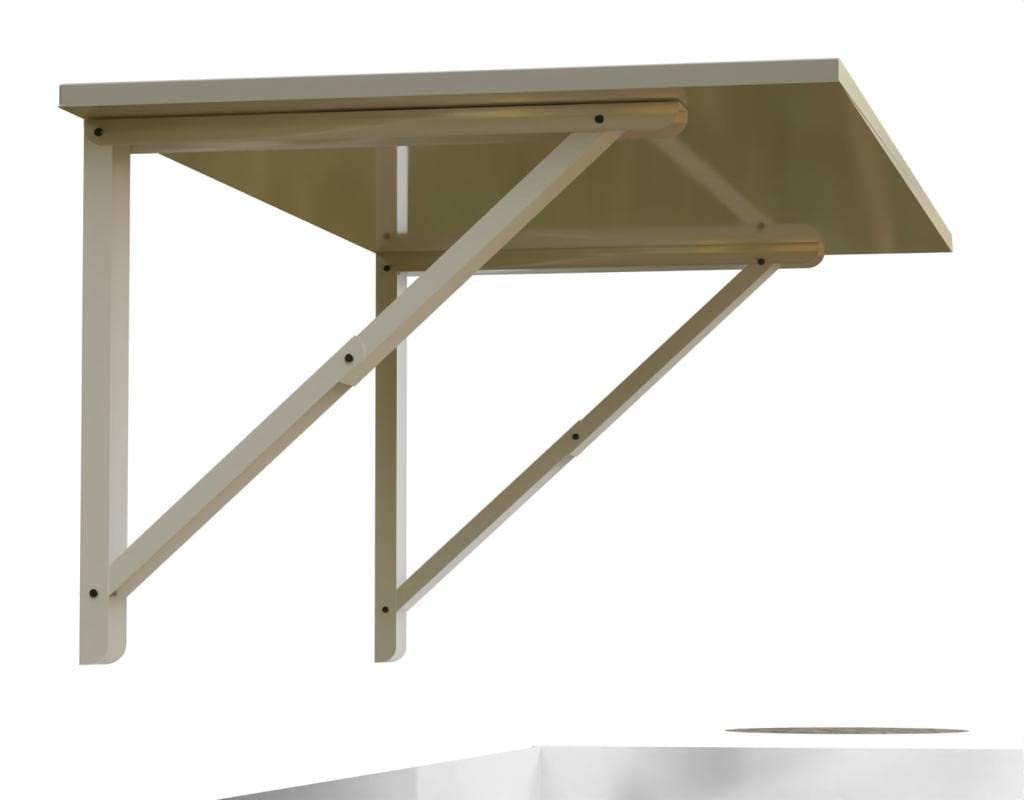 Folding WalLMounted Study Table in White, L40.6 x W61.0 cm Floating Desk, Space-Saving Fold-Down Laptop Table for Home Office, Portable WalLTable, Laminated Finish