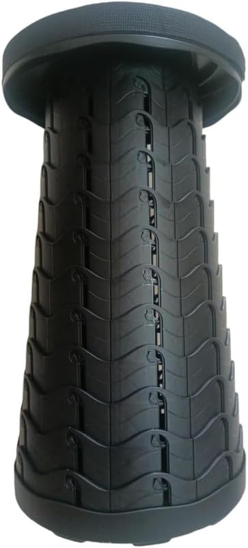 DE LUJO D-LOGO Portable Folding Retractable Plastic Travel Stool with Exquisite Design and Shrinkable for Camping, Fishing, Gardening - Black