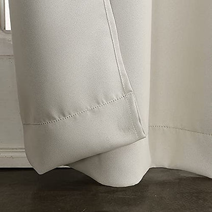 Off White Blackout Curtains - Steel Grommets - Thermal Insulated Fabric – For Room Darkness – 1 Panel
