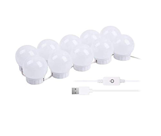 Hollywood Style LED Vanity Mirror Lights Kit 3 Color Lighting Modes Makeup Lighting Fixture 10 Dimmable Light Bulbs and Smart Dimmer for Vanity Table Set/Bathroom Mirror
