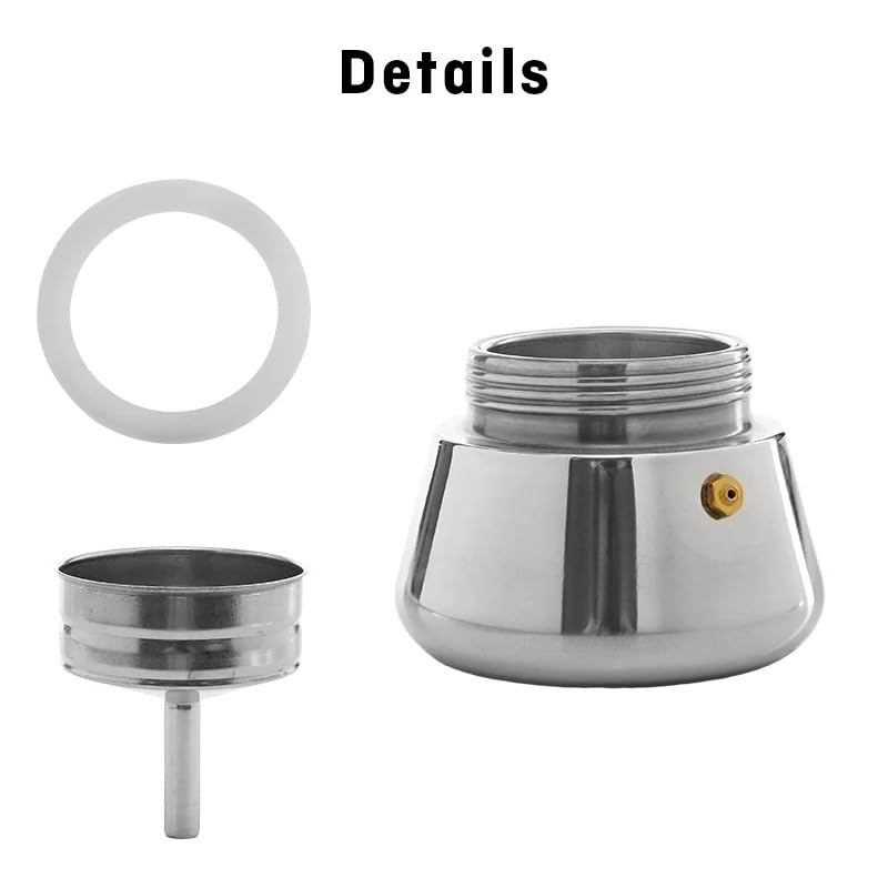 Mckaka Stovetop Espresso Maker, Small Italian Moka Pot, Cafe Maker for Coffee, Cappuccino and Latte, Stainless Steel, 200 ml / 7 oz/ 4 Cups (espresso cup= 50 ml)