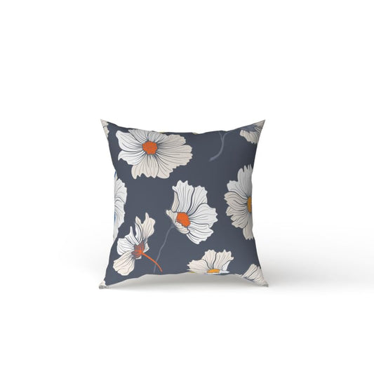 Florish Cushion Cover in a soft Cotton-Like fabric, Sky Blue & White, 40x40 cm, a decorative pillow with a delicate floral pattern for a fresh and serene addition to your home decor