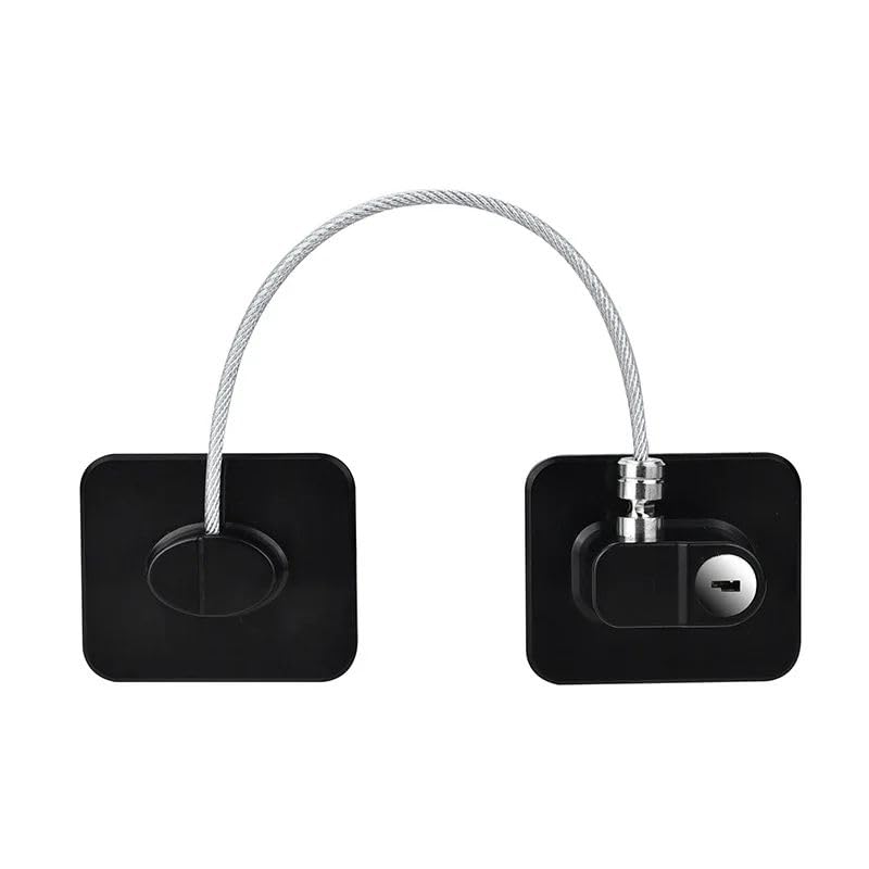 KIDDYSAFE SAFE BABY ALWAYS Child Safety Cabinet Lock with Key Lock | Cabinet Restrictor Cable for and Toddler, Lock for Cupboards, Drawers, Fridge, Wardrobe, (Black)