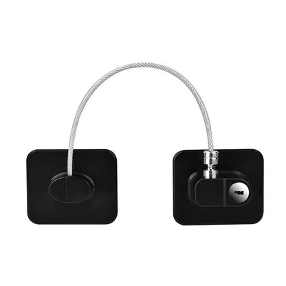 KIDDYSAFE SAFE BABY ALWAYS Child Safety Cabinet Lock with Key Lock | Cabinet Restrictor Cable for and Toddler, Lock for Cupboards, Drawers, Fridge, Wardrobe, (Black)