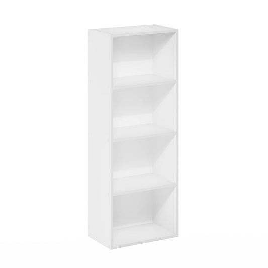 4-Tier Bookcase, Modern Bookshelf and Storage Organizer in White Finish, Tall and Simple Design for Home, Office, or Living Room, Easy Assembly Furniture