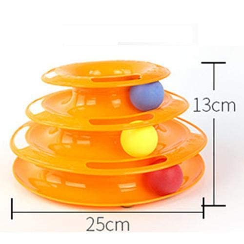 Little Pet Toys Interactive Three Levers Tower of Tracks Pet Crazy Ball Disk Toy (Orange)
