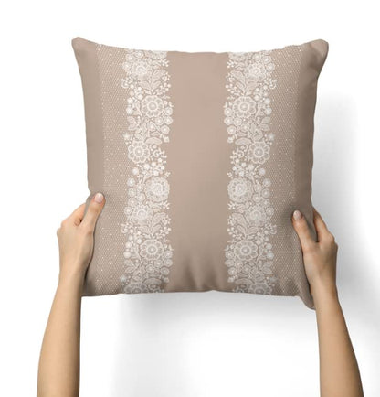 Canvas Slate Cushion Cover in Beige & White, a durable decorative pillow with a modern geometric pattern, 40x40 cm, a versatile and stylish choice for a contemporary or minimalist sofa