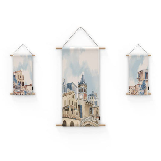 Mila 3-Piece Fabric Poster Set, a Wall Art Decor Kit with 1 Large (90x44 cm) and 2 Small (42x22 cm) Panels, Multicolor, a Modern and Chic Design for Living Room or Bedroom Decor
