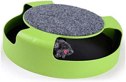 Cat Kitten Catch The Mouse Moving Play Toy with Scratching Claw Mat (Green)