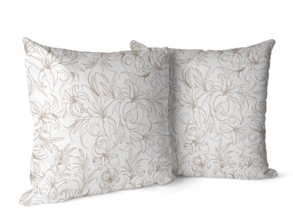 Velvet Jia Cushion Cover in Beige & White, 40x40 cm, a plush decorative pillow with a refined and tranquil pattern, offering a soft, luxurious accent for a calm and chic living space