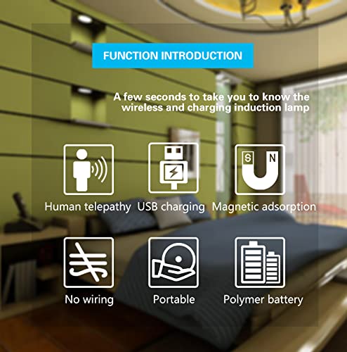 Lengenda Motion Sensor Night Light, USB Rechargeable Human Body Induction Night Lights-Anywhere Wall Light Step Light Stair Light for Bedroom/Cabinet/Kitchen/Entrance (3 Pack, White)