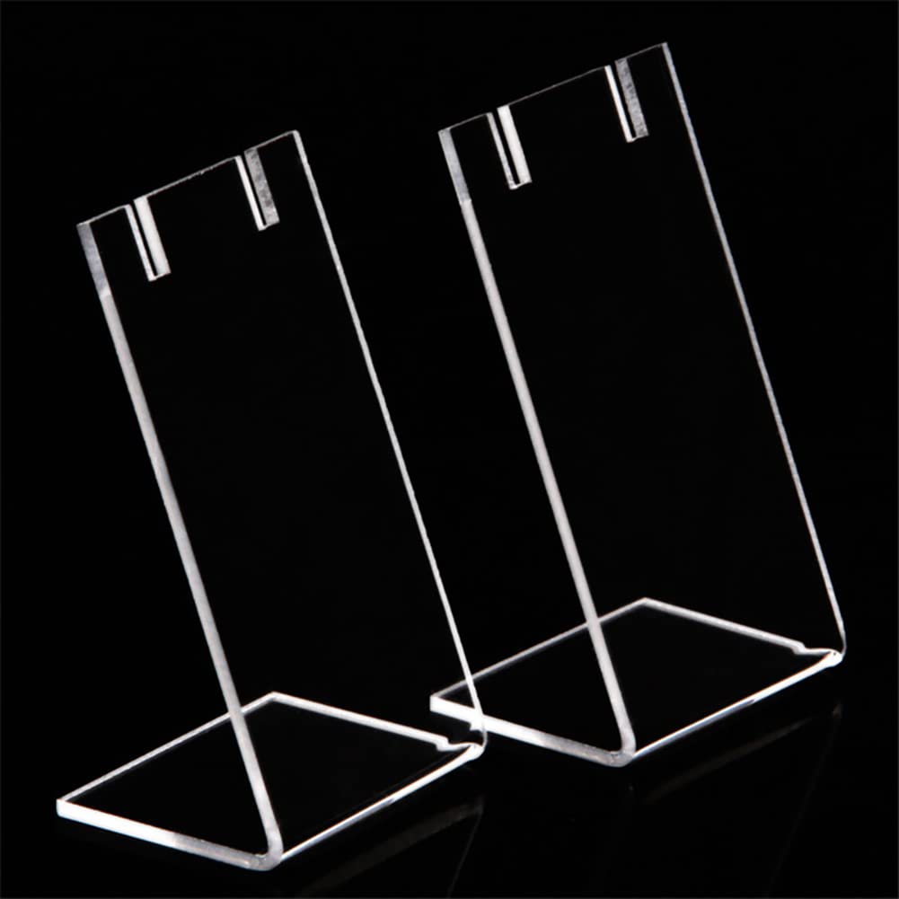 4 Pack L-Shaped Acrylic Earring Display Stands, Clear Single Pair Jewelry Holder and Rack, Modern T-Stand for Retail Show, Craft Fairs, and Personal Vanity Storage