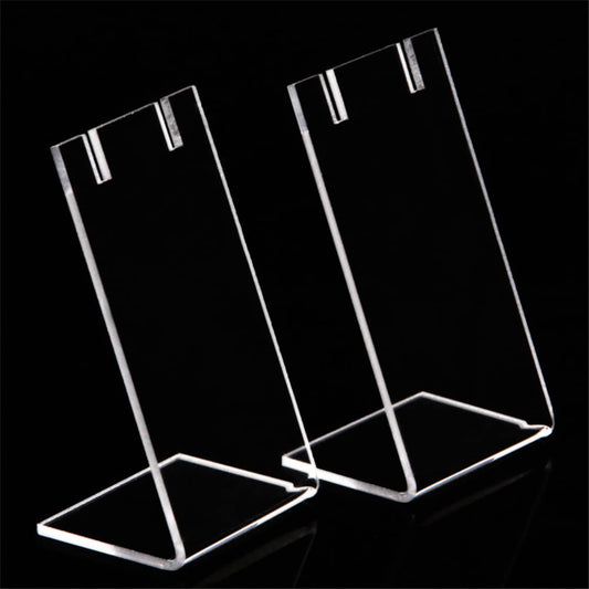4 Pack L-Shaped Acrylic Earring Display Stands, Clear Single Pair Jewelry Holder and Rack, Modern T-Stand for Retail Show, Craft Fairs, and Personal Vanity Storage