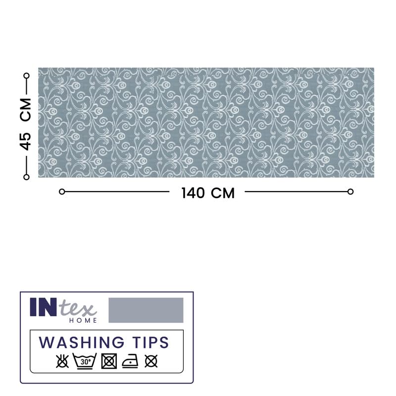 INtex Home Linen-Look Table Runner, Meadow Breeze Printed Floral Design, Wrinkle-Resistant Fabric for Dining Occasions Events and Daily Use, Decorative 1 Piece - 45 x 140 cm - Petrol Blue